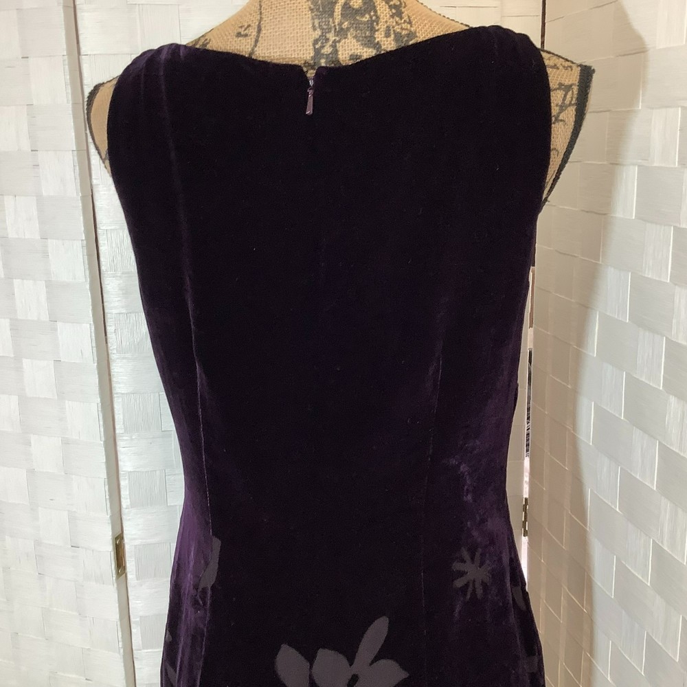 Liz claiborne night plum purple floral velvet dress size 8 - Picture 11 of 13